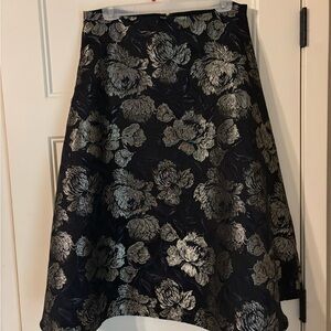 Ann Taylor Floral Black and Gold Skirt